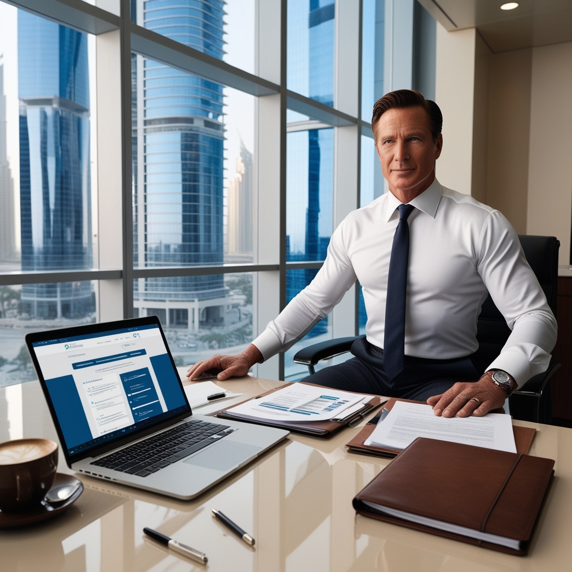 A PRO service representative assisting a client with business documentation in Dubai.